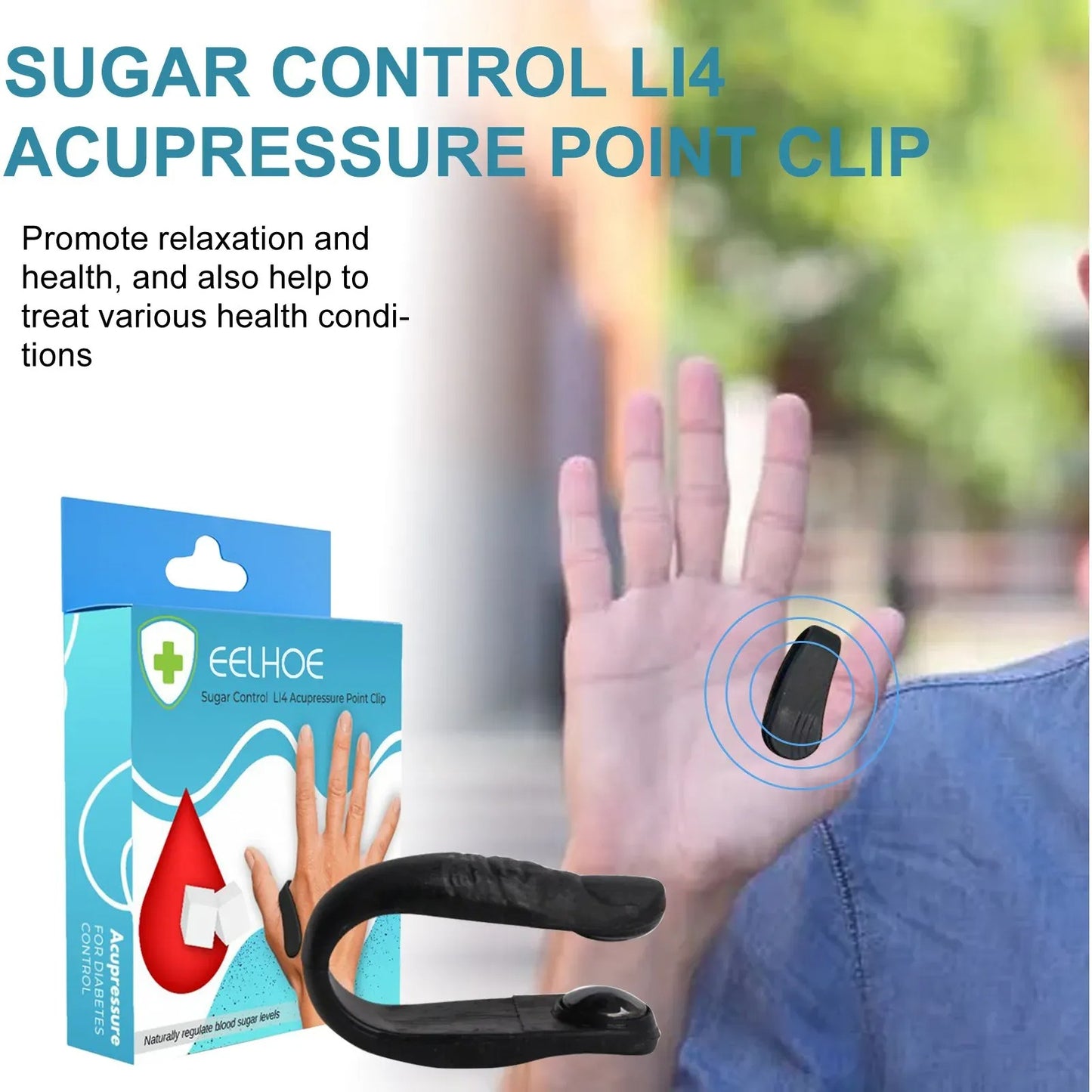 Sugar Control Li4 Acupressure Point Clip Device Headache, Migraine & Tension Relief Diabetes Machine