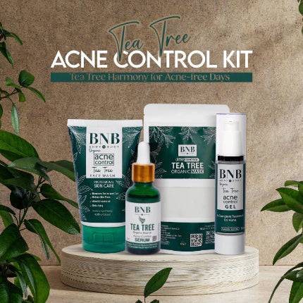 BNB Acne Control Kit 4in1 Tea Tree Face Korean Glow Organic Brightening Glow Face Wash + Mask + Serum + Gel