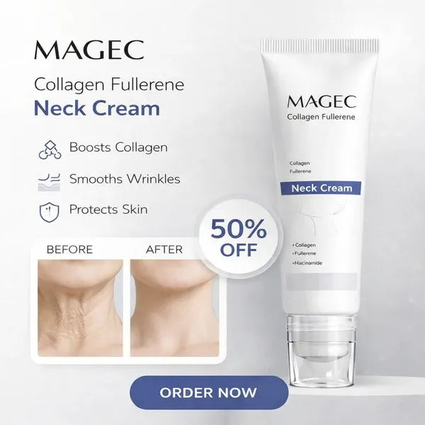 Magec Collagen Fullerene Neck Cream Firming & Hydrating Moisturizing Formula for Smooth & Healthy Looking Skin