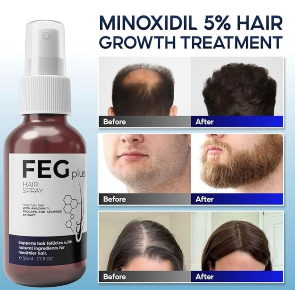 FEG Plus Hair Growth Spray Serum Oil Beard For Men Hair Loss Baldness Control 50ml