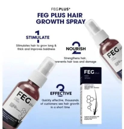 FEG Plus Hair Growth Spray Serum Oil Beard For Men Hair Loss Baldness Control 50ml