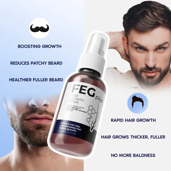 FEG Plus Hair Growth Spray Serum Oil Beard For Men Hair Loss Baldness Control 50ml