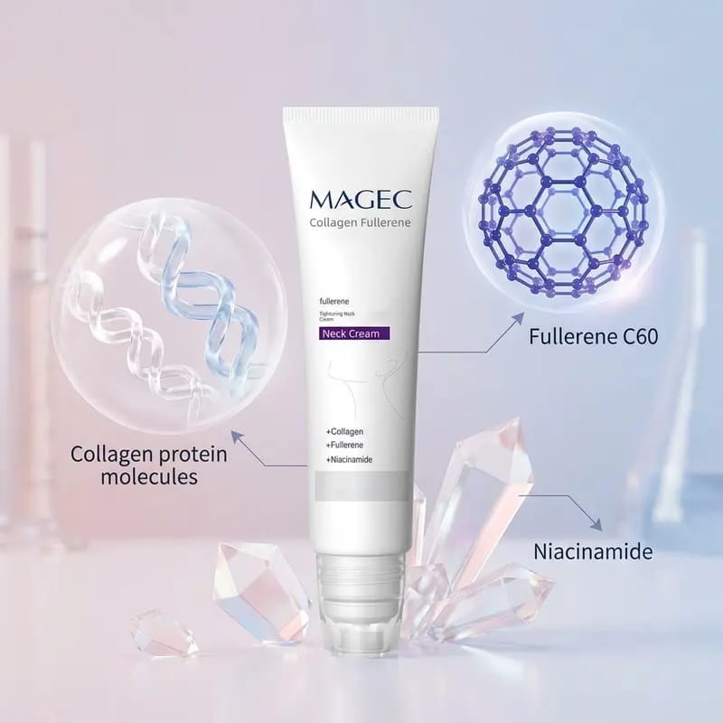 Magec Collagen Fullerene Neck Cream Firming & Hydrating Moisturizing Formula for Smooth & Healthy Looking Skin
