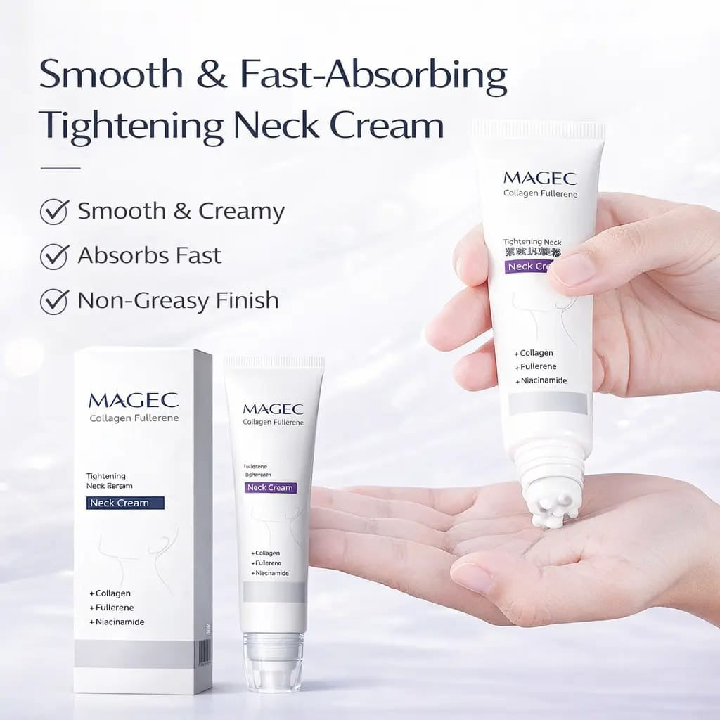 Magec Collagen Fullerene Neck Cream Firming & Hydrating Moisturizing Formula for Smooth & Healthy Looking Skin